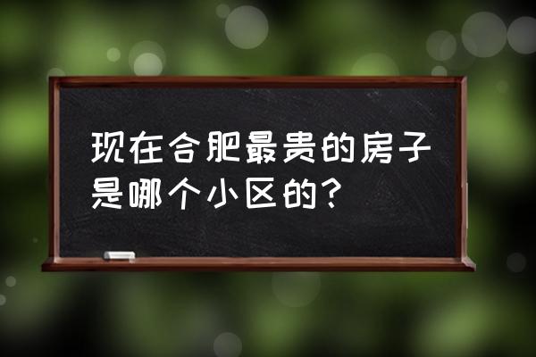 合肥市最新楼盘价格 现在合肥最贵的房子是哪个小区的？