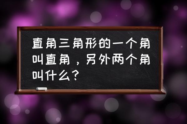 什么是直角三角形 直角三角形的一个角叫直角，另外两个角叫什么？