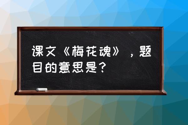 梅花魂的魂指什么意思五年级 课文《梅花魂》，题目的意思是？