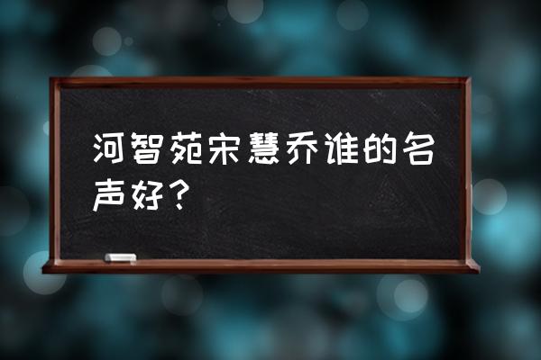 宋慧乔全部电视剧 河智苑宋慧乔谁的名声好？